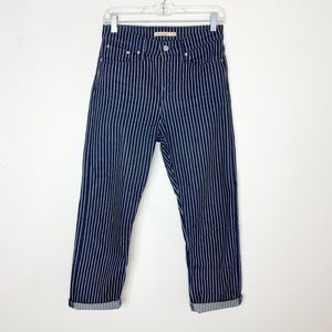 Blue Striped Wedgie Straight Jeans 